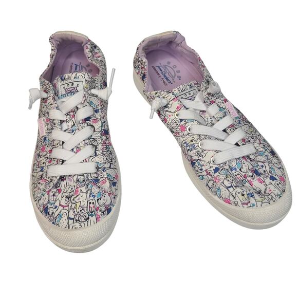 Bobs by Sketchers Women's Dog Print White Multicolor Size 9.5 - Picture 1 of 8